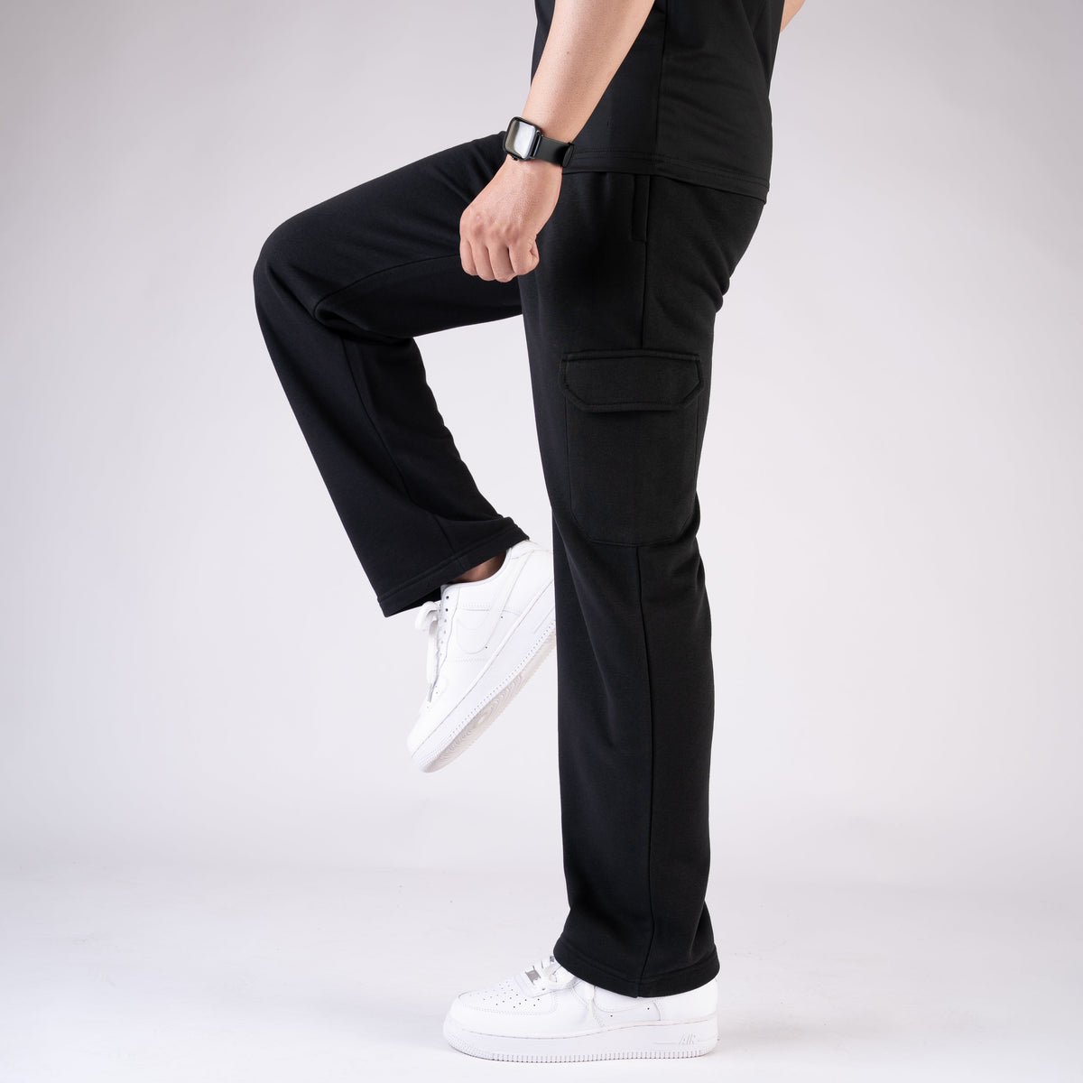 Black Wide Leg Cargo Trouser