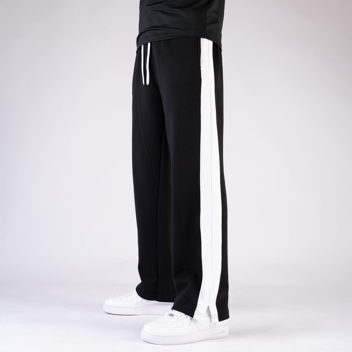 Black Lycra Slit Trouser with White Panels