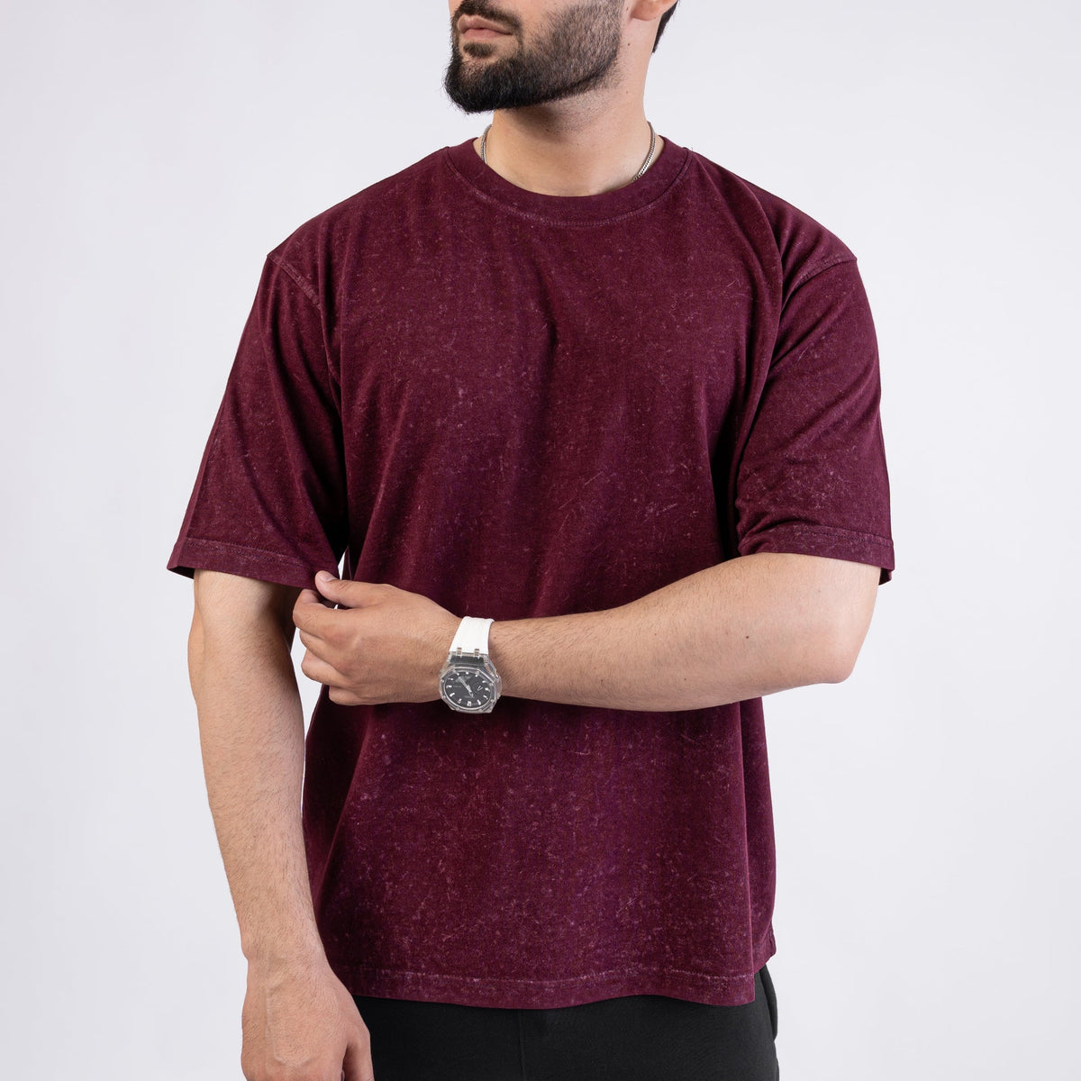 Acid Wash Maroon Oversize Tee