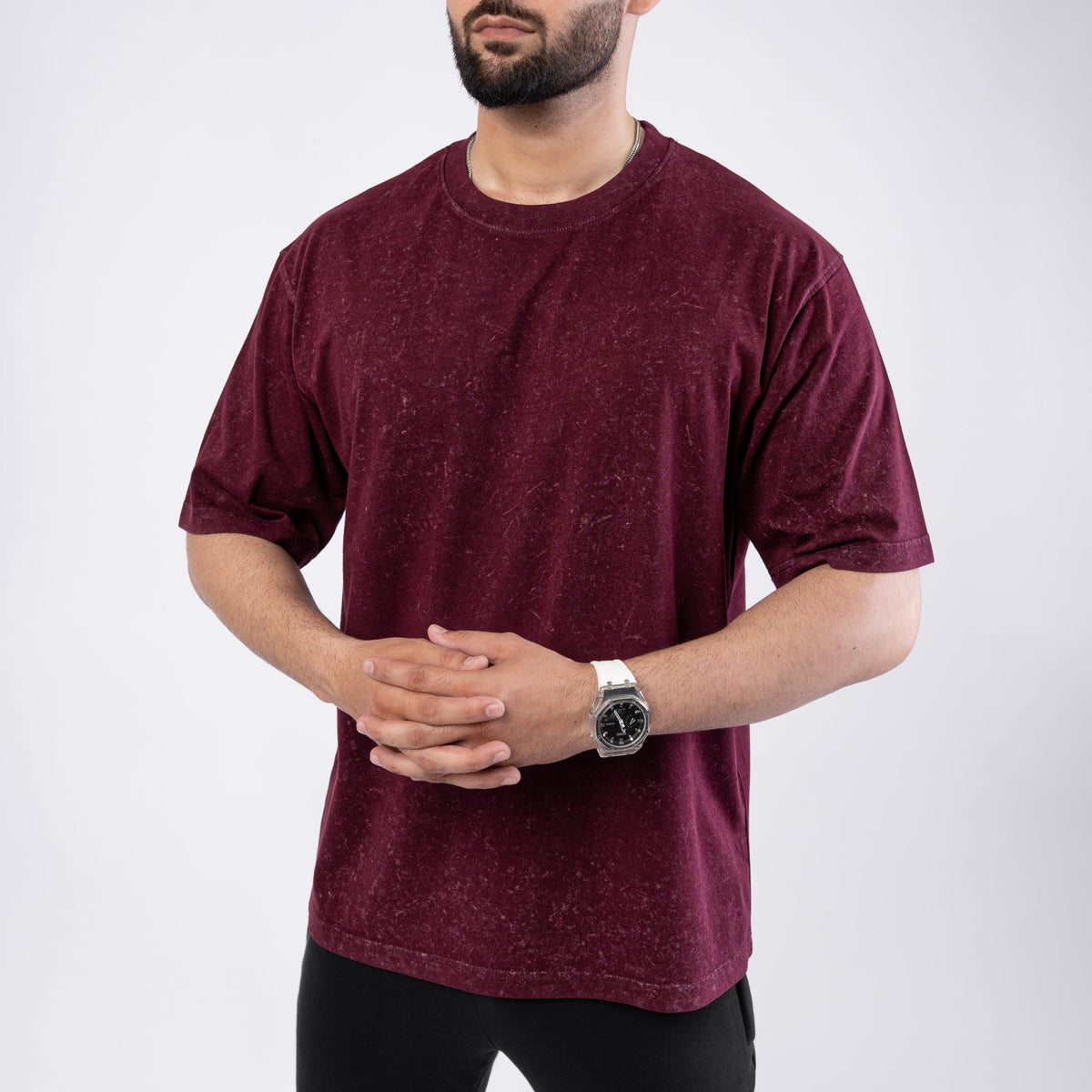 Acid Wash Maroon Oversize Tee