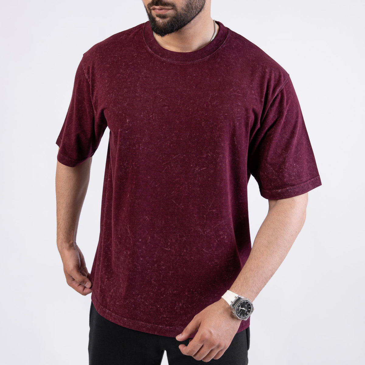 Acid Wash Maroon Oversize Tee