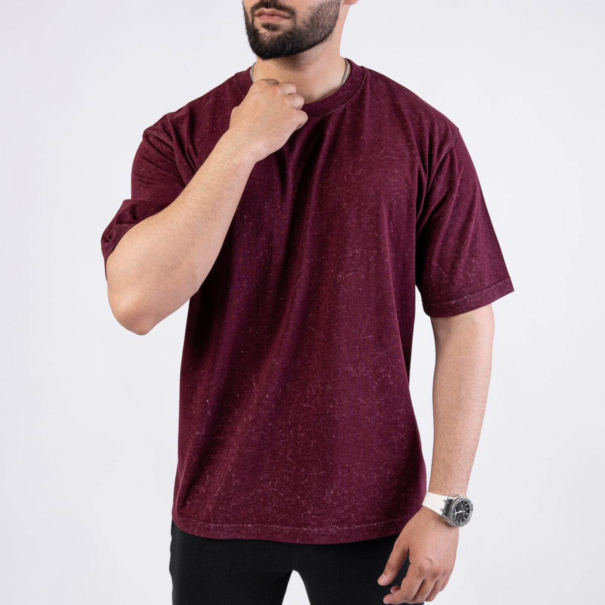 Acid Wash Maroon Oversize Tee