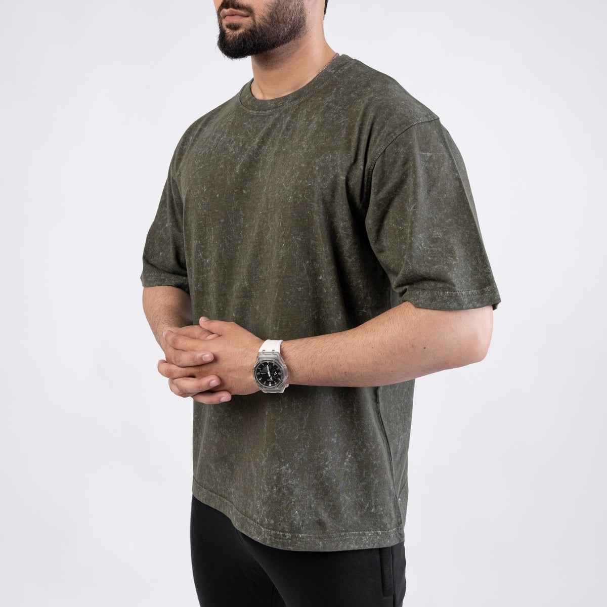 Acid Wash Olive Oversize Tee