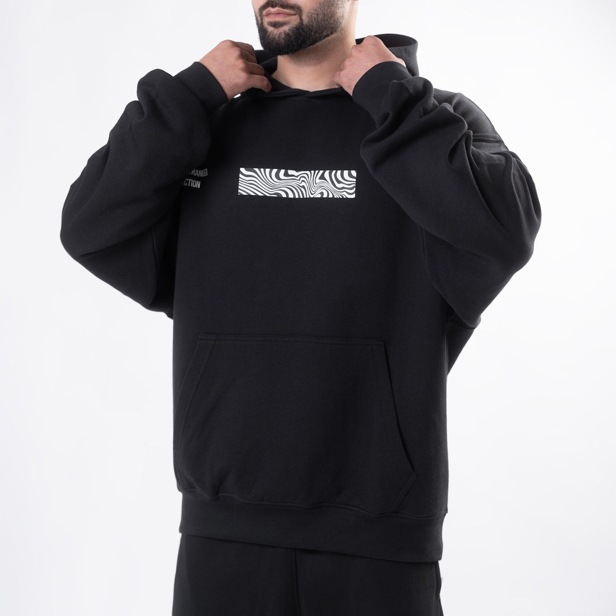 Black Boxy Fit &quot;Reality&quot; Print Hoodie