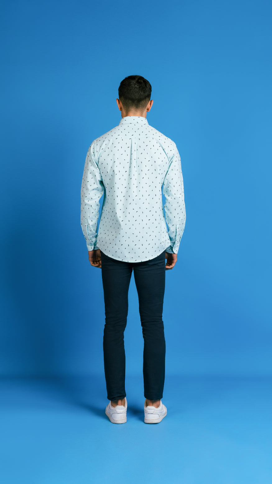 Men&#39;s Aqua Printed Casual Shirt