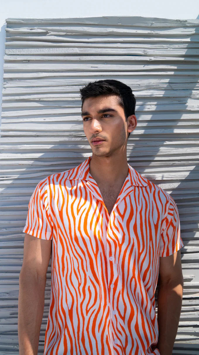 Men&#39;s Orange Printed Shirt