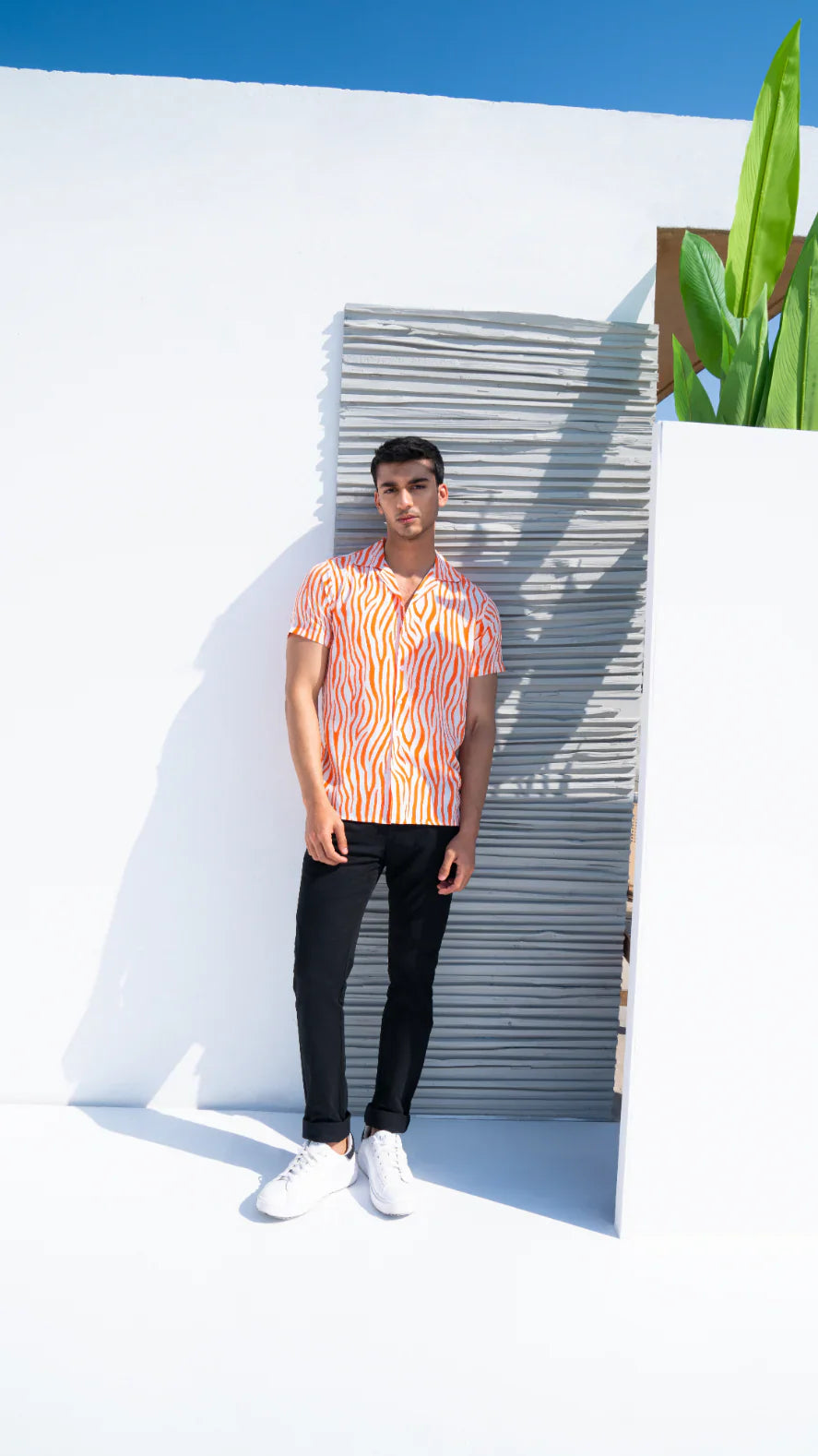 Men&#39;s Orange Printed Shirt