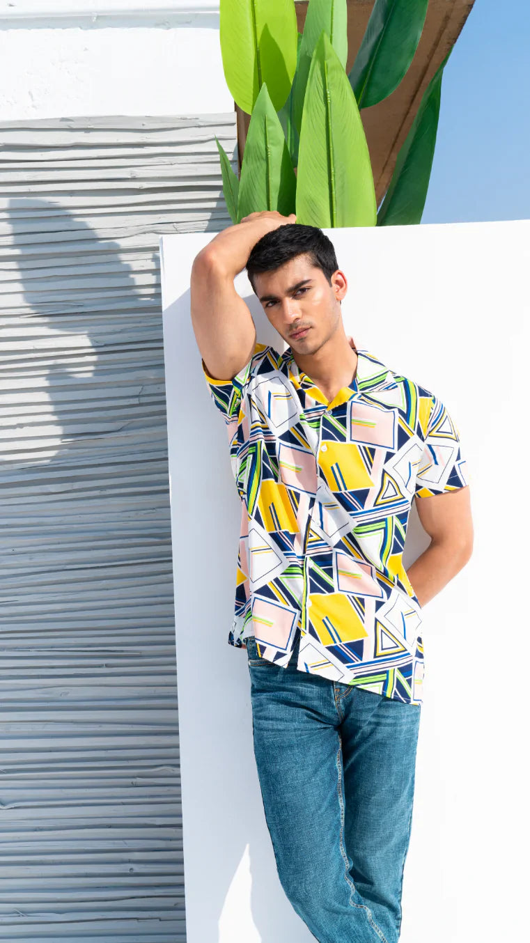 Men&#39;s Geometrical Printed Casual Shirt