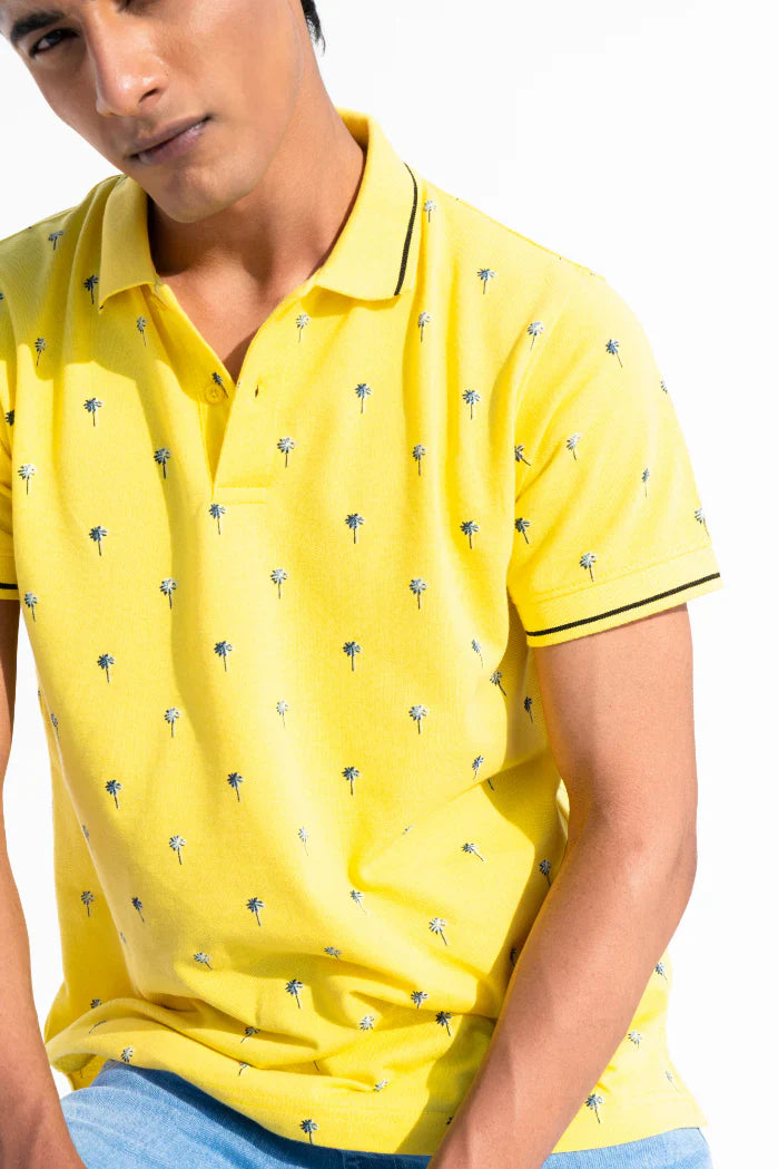 Men&#39;s Yellow Short Sleeve Polo Shirt