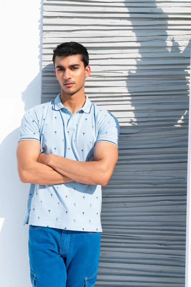 Men&#39;s Sea Green Short Sleeves Polo Shirt