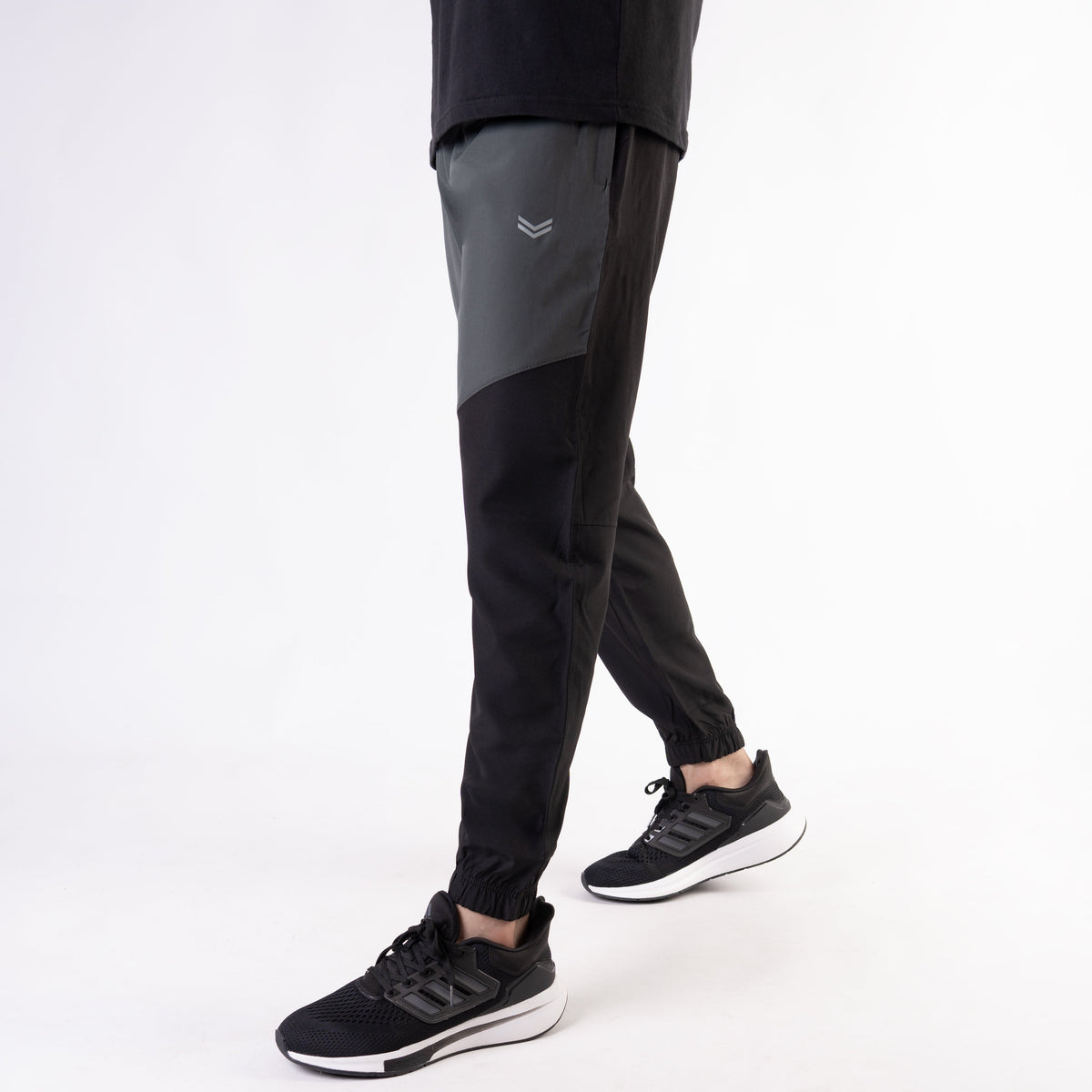 Black Premium Micro Stretch Tech Pants with Gray Front Panels