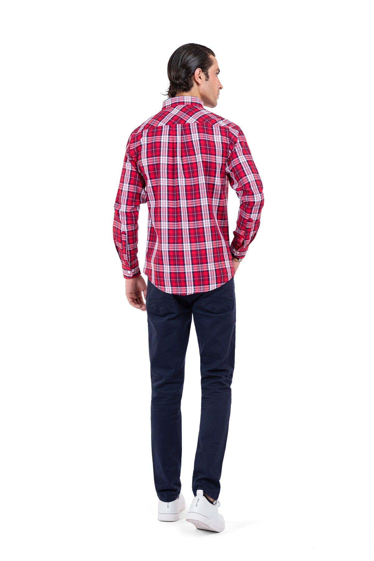 Men&#39;s Red Checked Casual Shirt