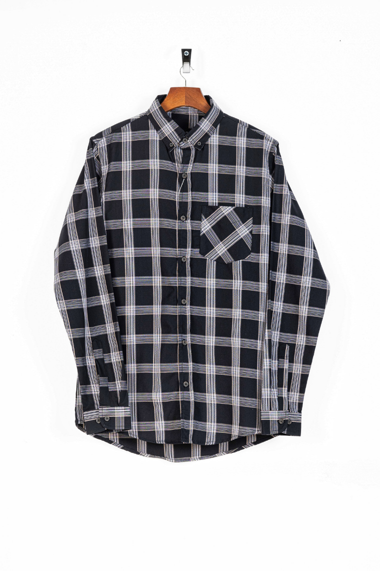 Men&#39;s Black Checkered Shirt