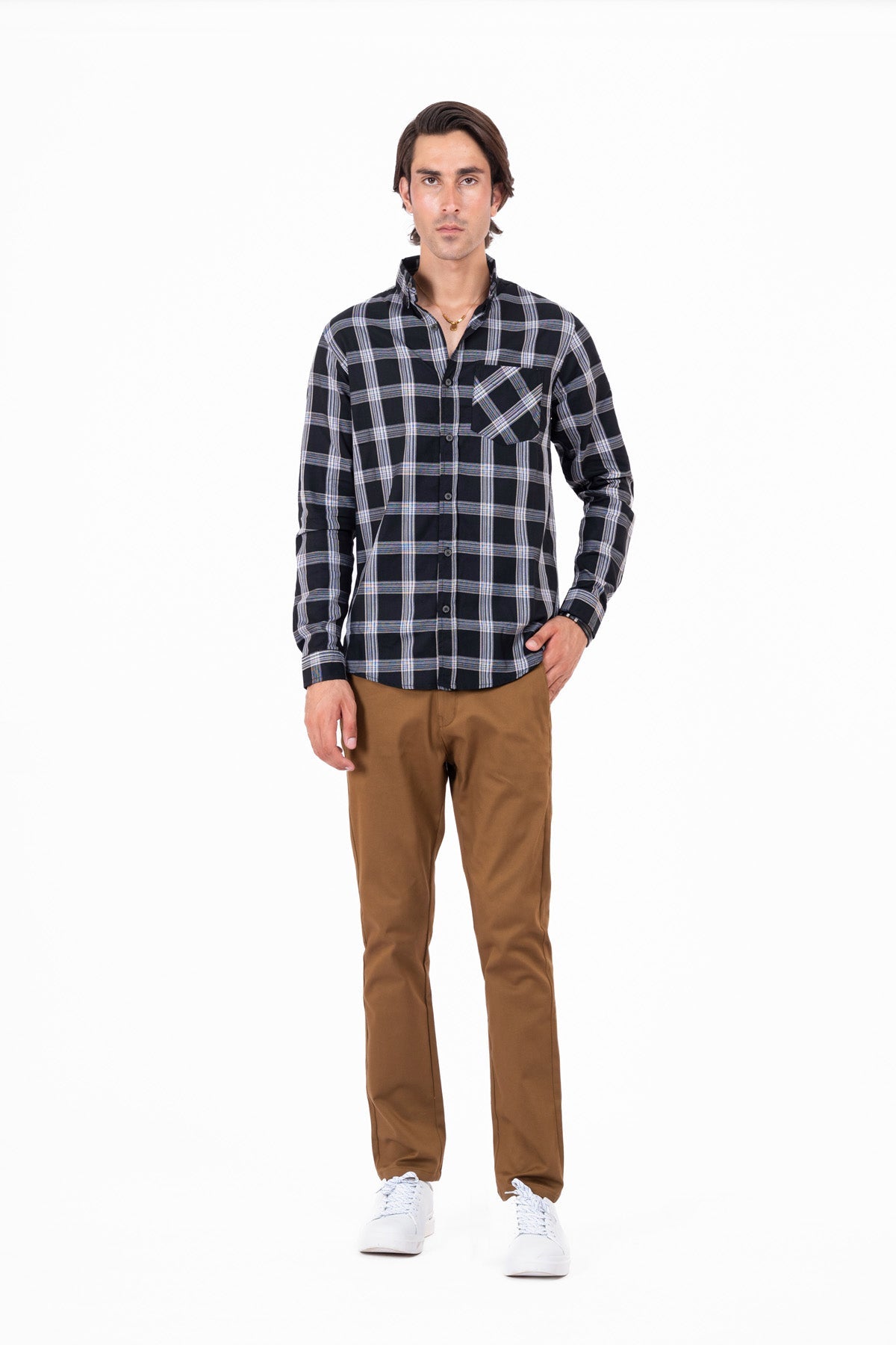 Men&#39;s Black Checkered Shirt