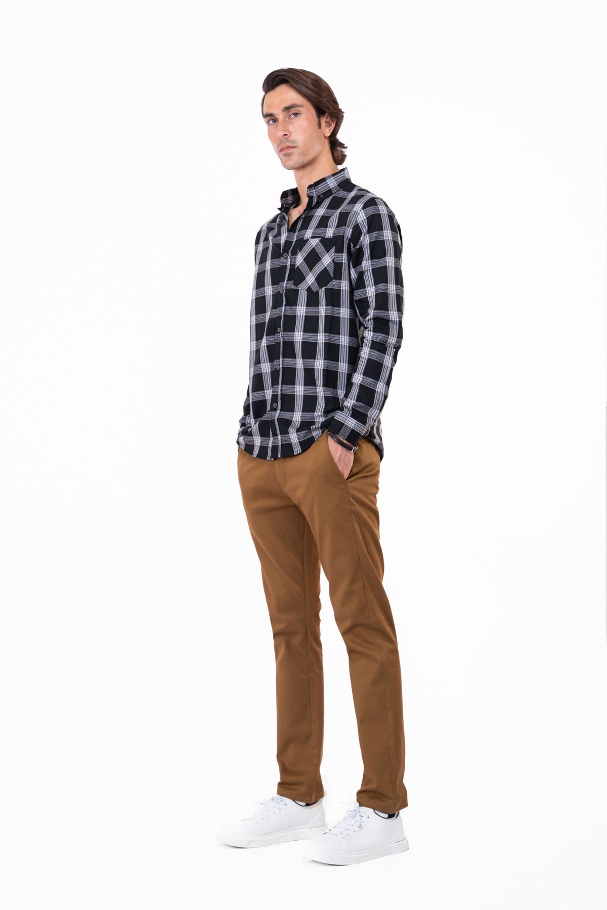 Men&#39;s Black Checkered Shirt