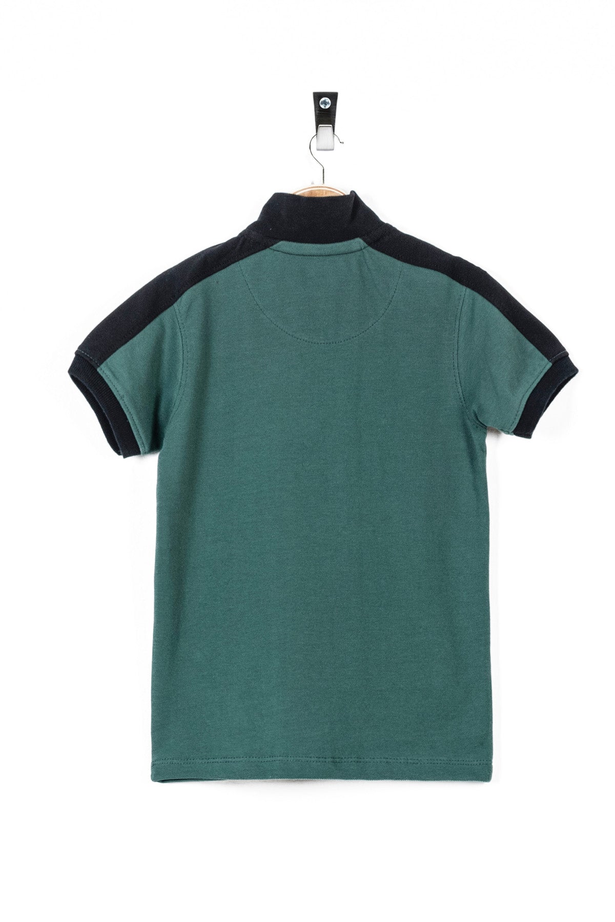 Green &amp; Black Vertical Panel Boy&#39;s Polo Shirt.