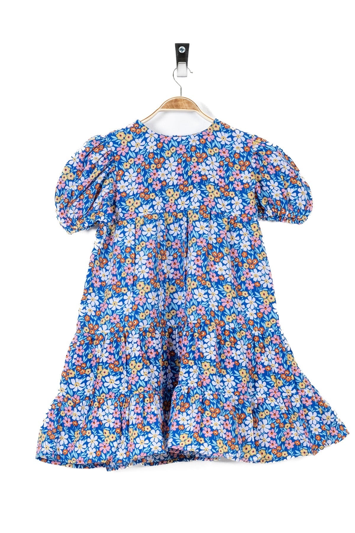 Royal Blue Floral Girl&#39;s Frock