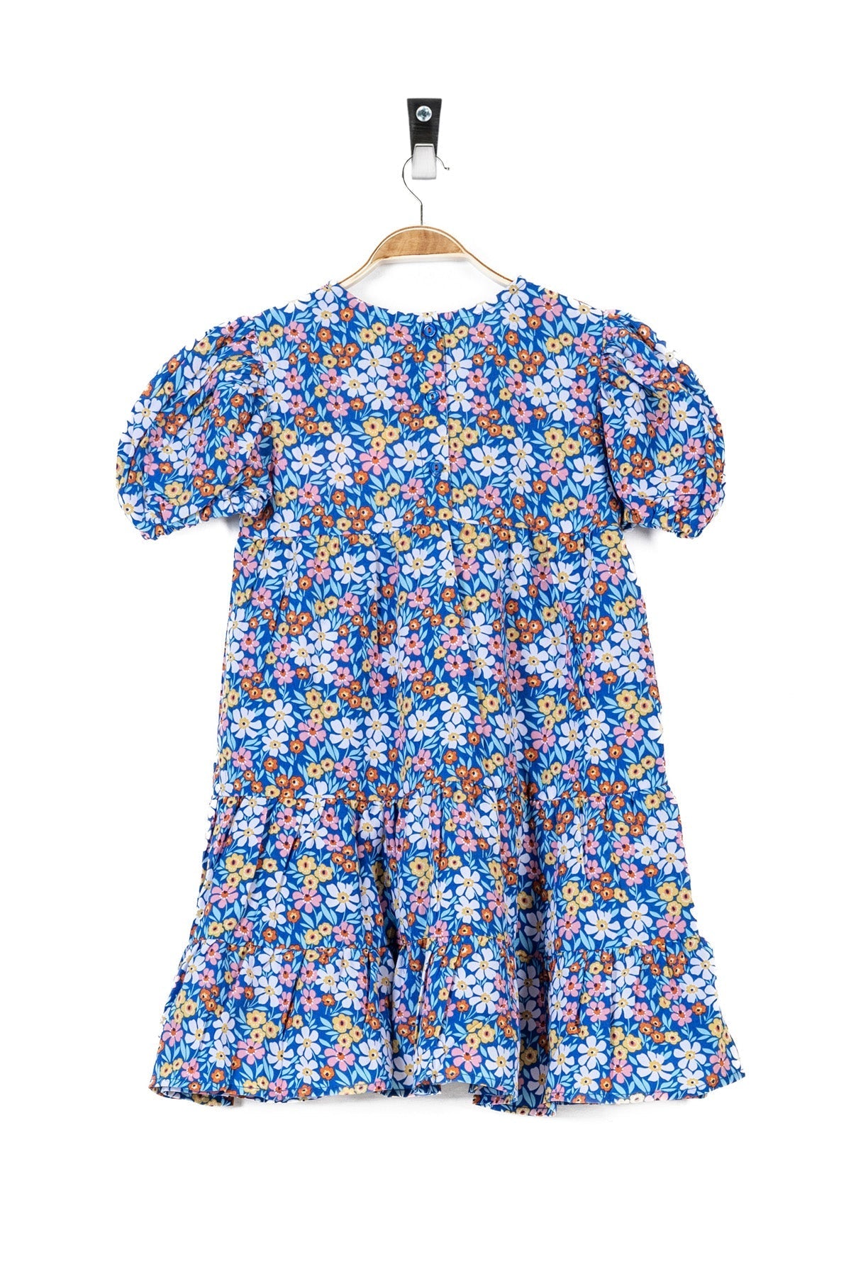 Royal Blue Floral Girl&#39;s Frock