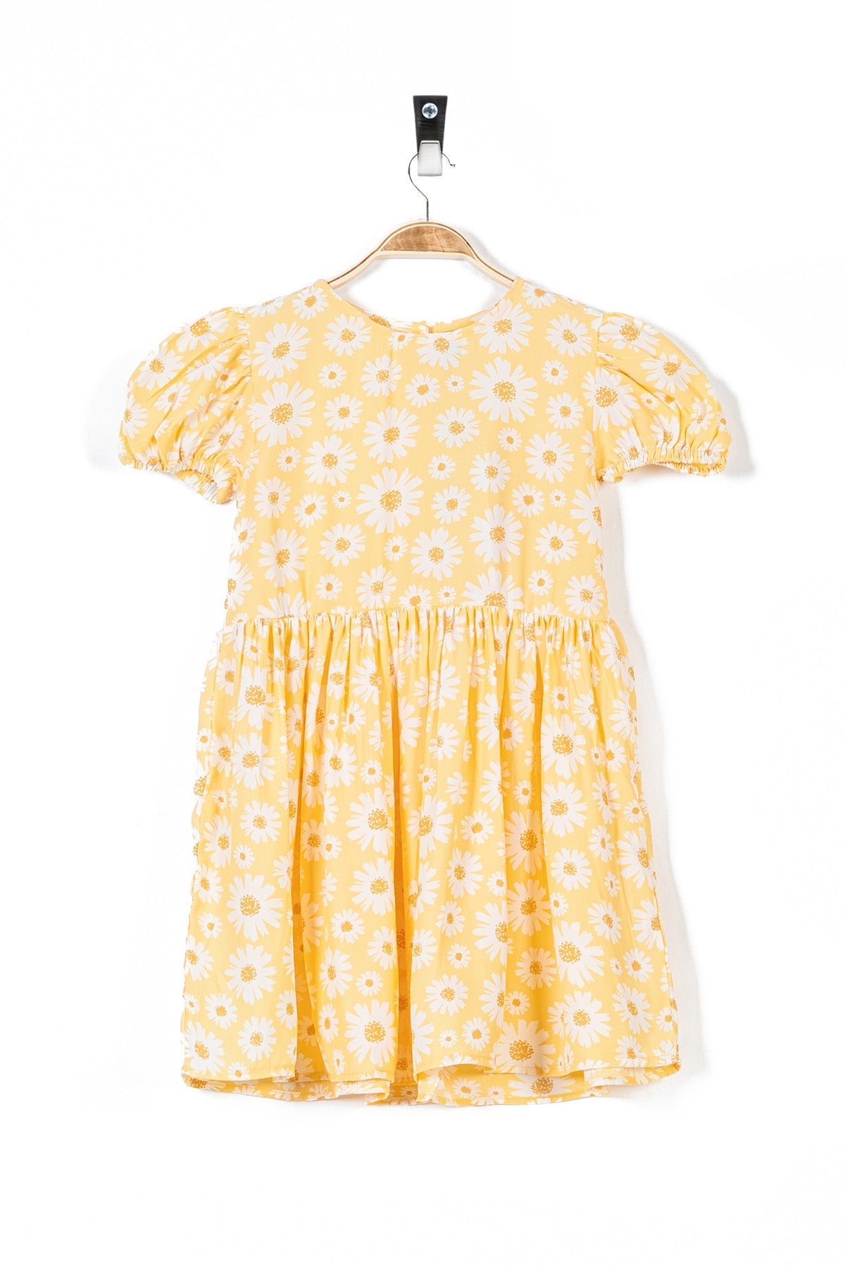 Yellow Floral Printed Girl&#39;s Frock