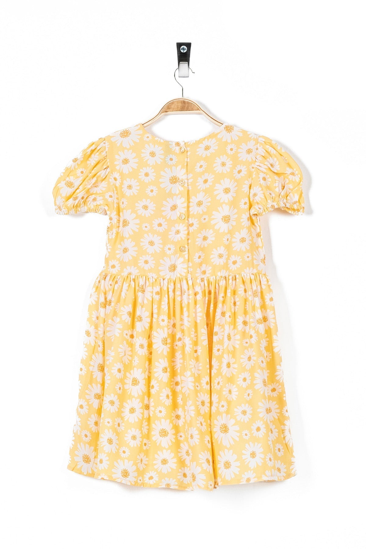 Yellow Floral Printed Girl&#39;s Frock