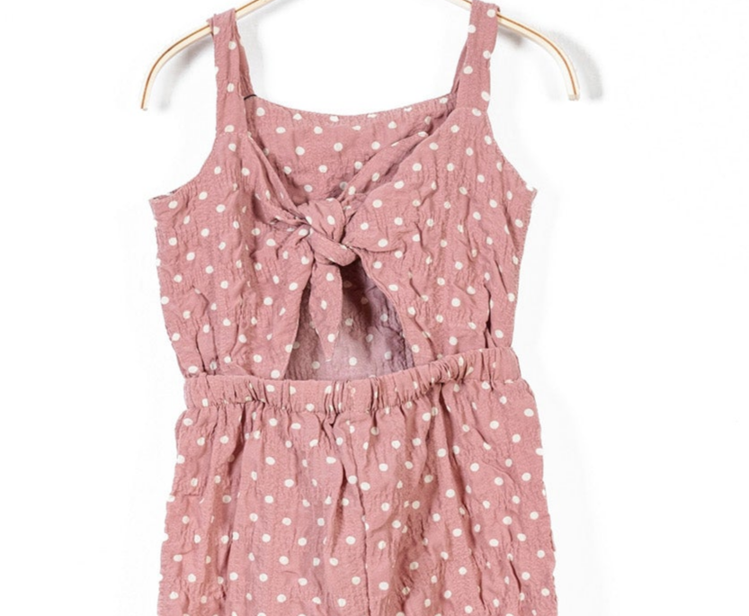 T-Pink Polka Dots Girl&#39;s Jumpsuit