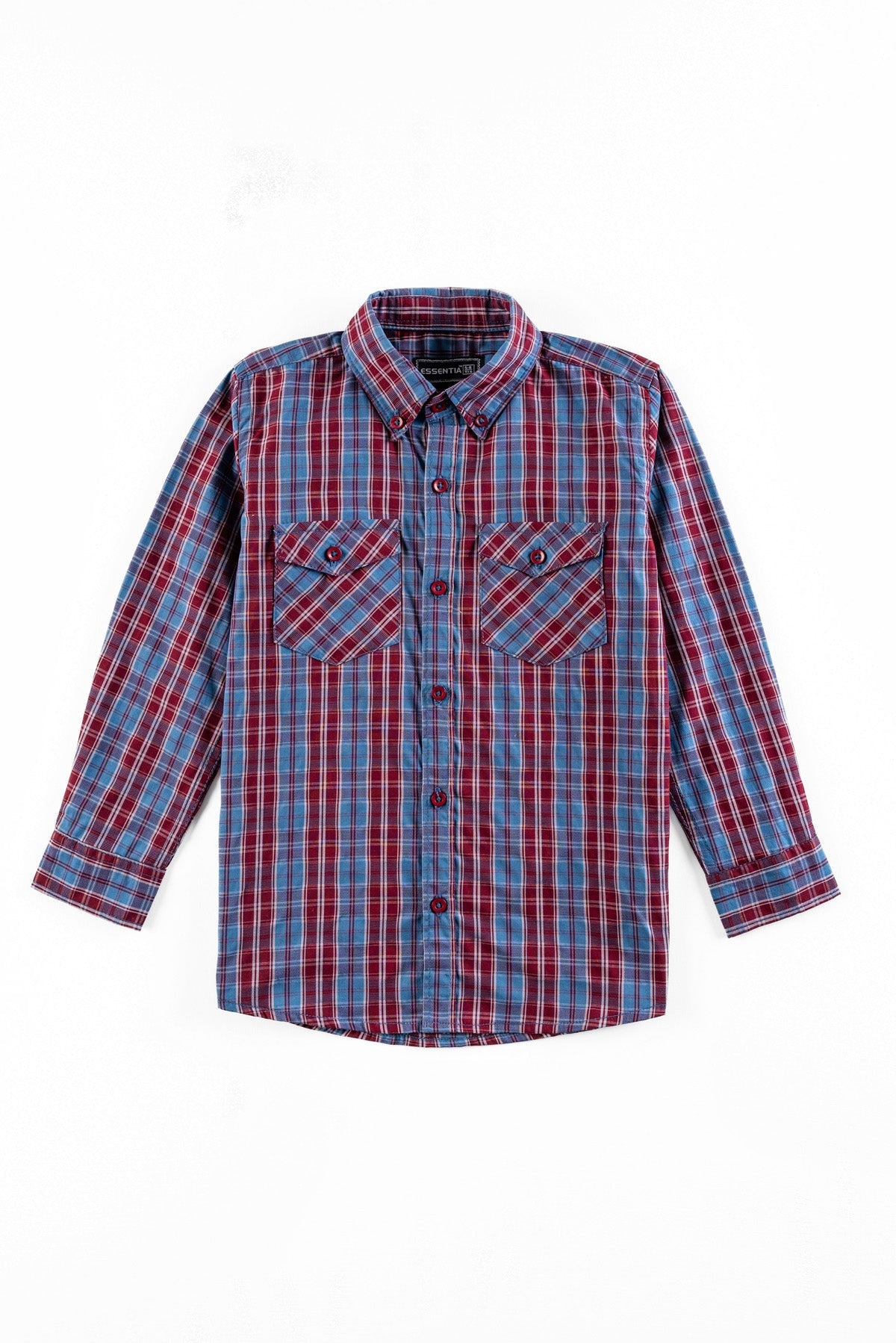 Blue &amp; Maroon Boy&#39;s Checked Shirt