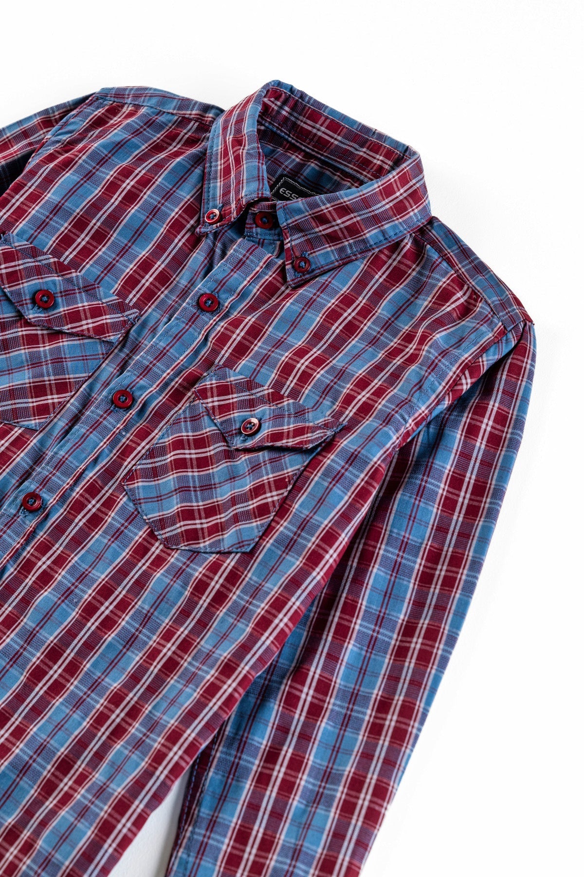 Blue &amp; Maroon Boy&#39;s Checked Shirt