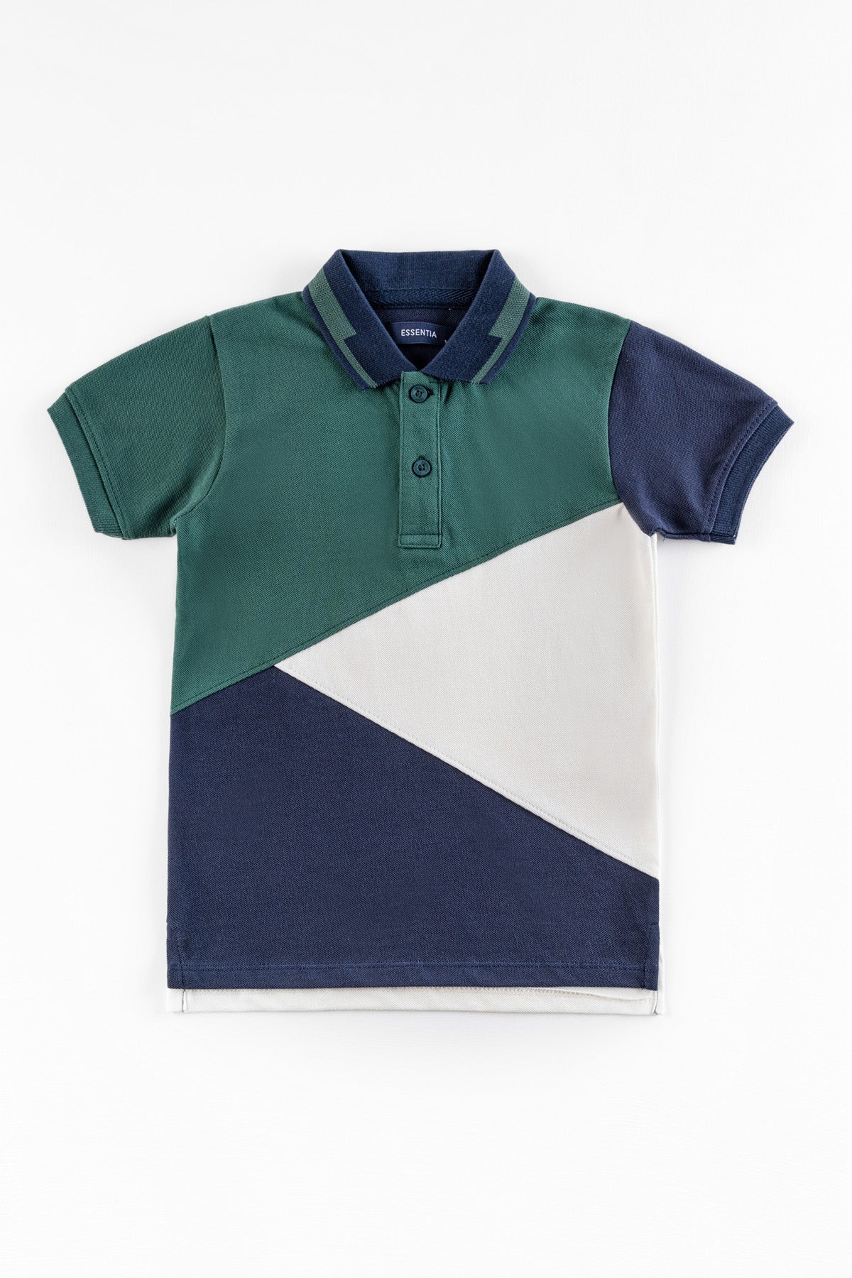 Green Panelled Boy&#39;s Polo Shirt