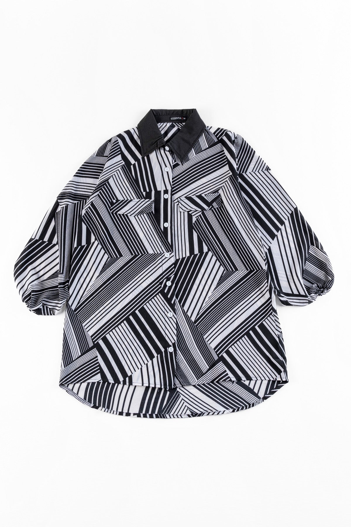 Geometric Patterned Collared Ladies Shirt