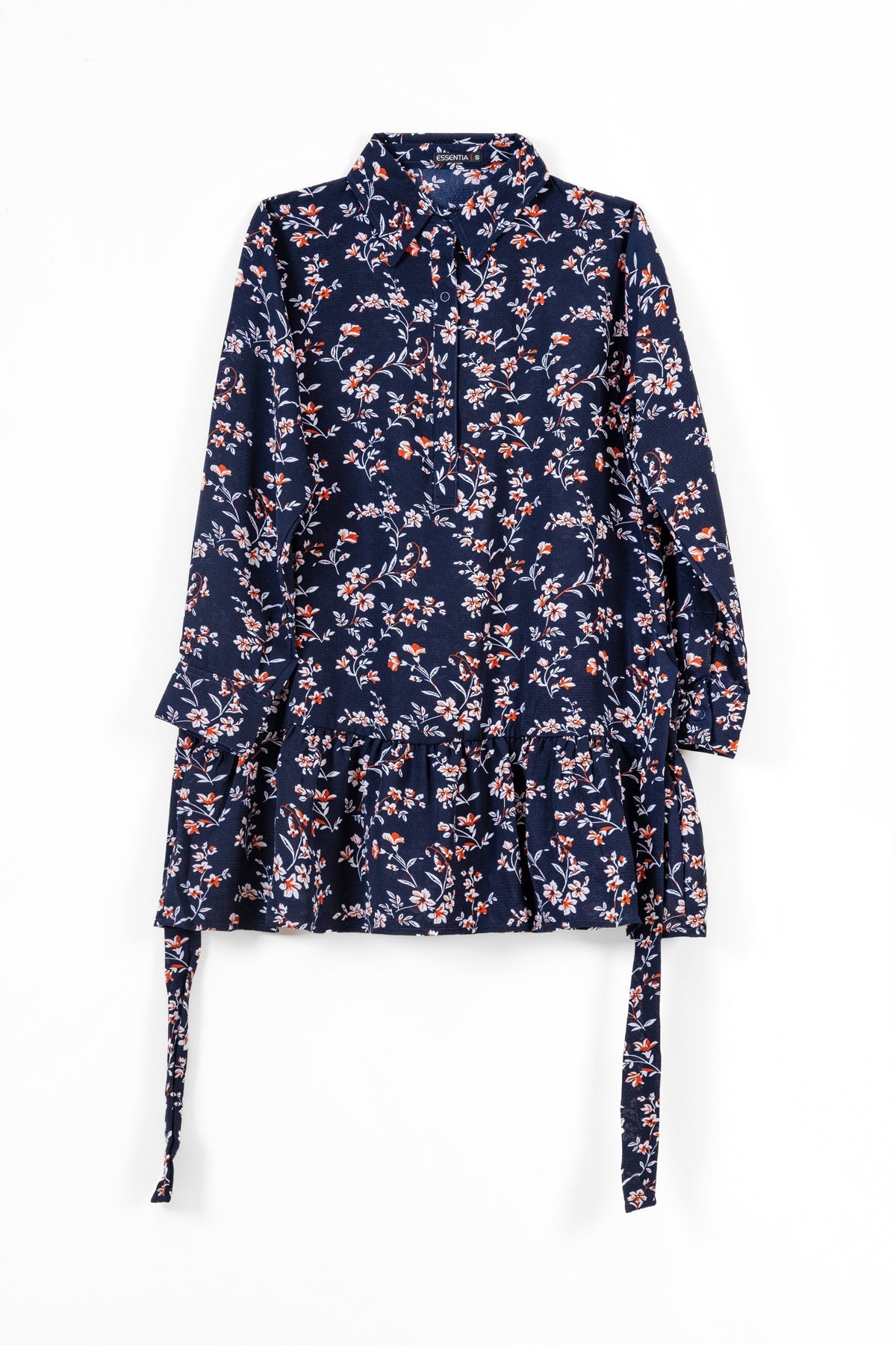 Navy Blue Floral Ladies Shirt