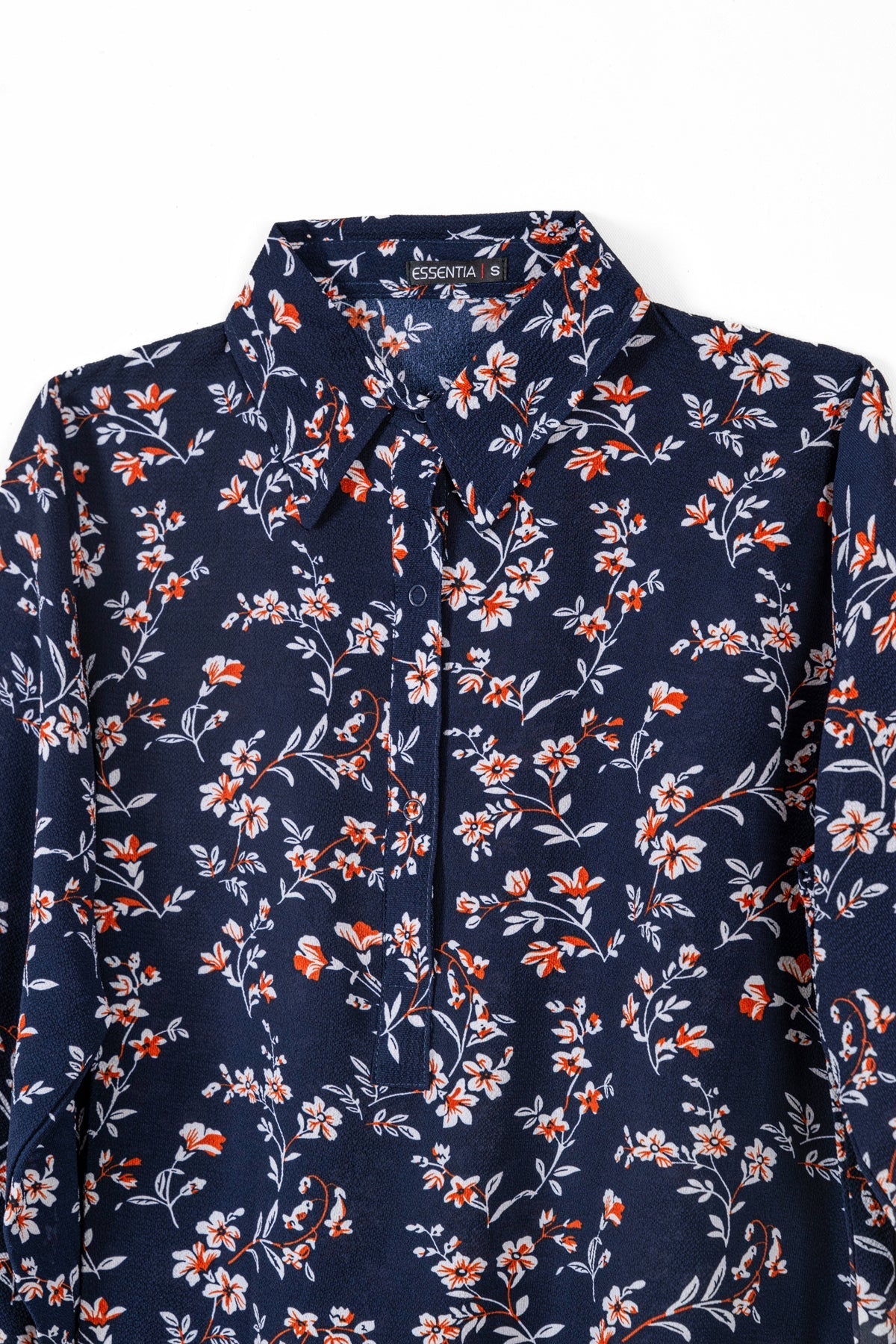 Navy Blue Floral Ladies Shirt