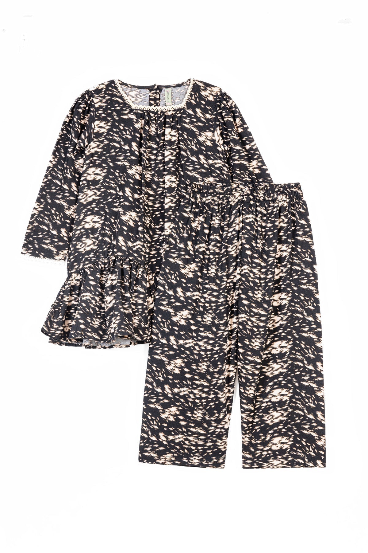 Black Printed Girl&#39;s Co-ord Set