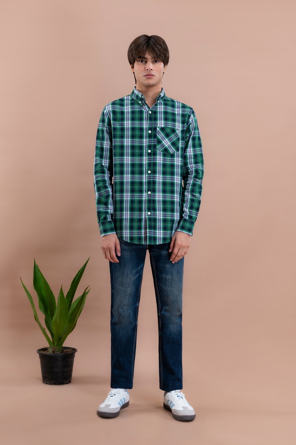 Men&#39;s Tartan Checked Casual Shirt