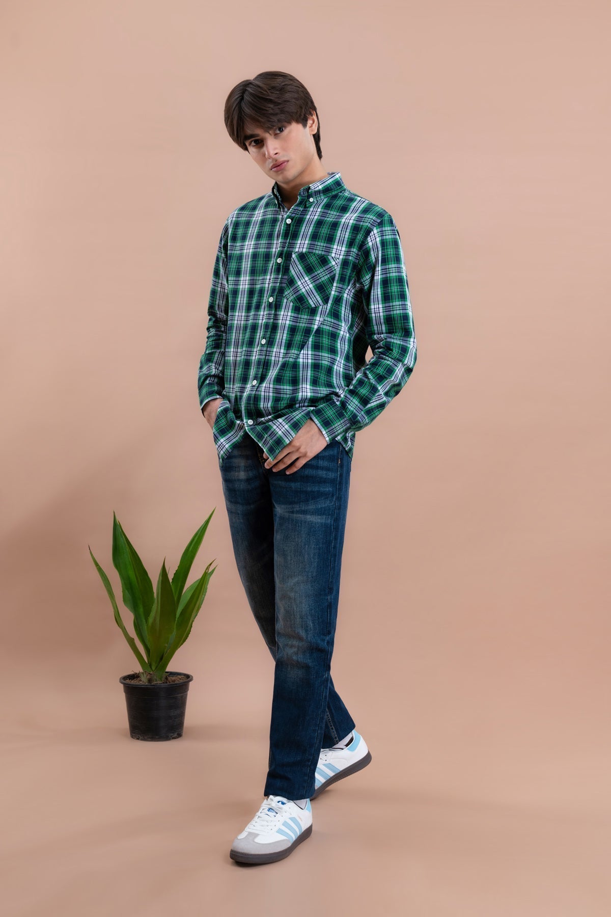 Men&#39;s Tartan Checked Casual Shirt