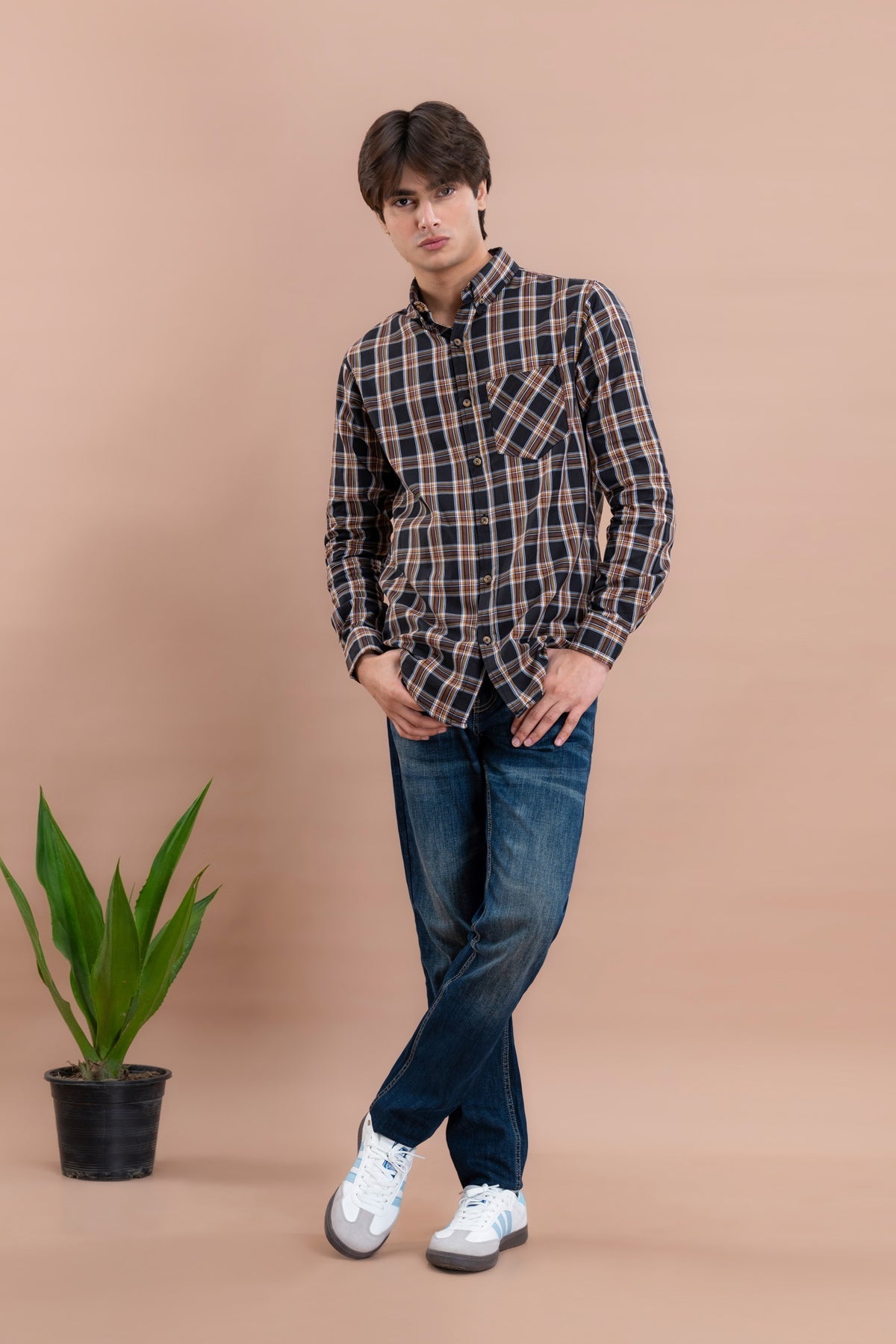 Men&#39;s Plaid Checked Casual Shirt