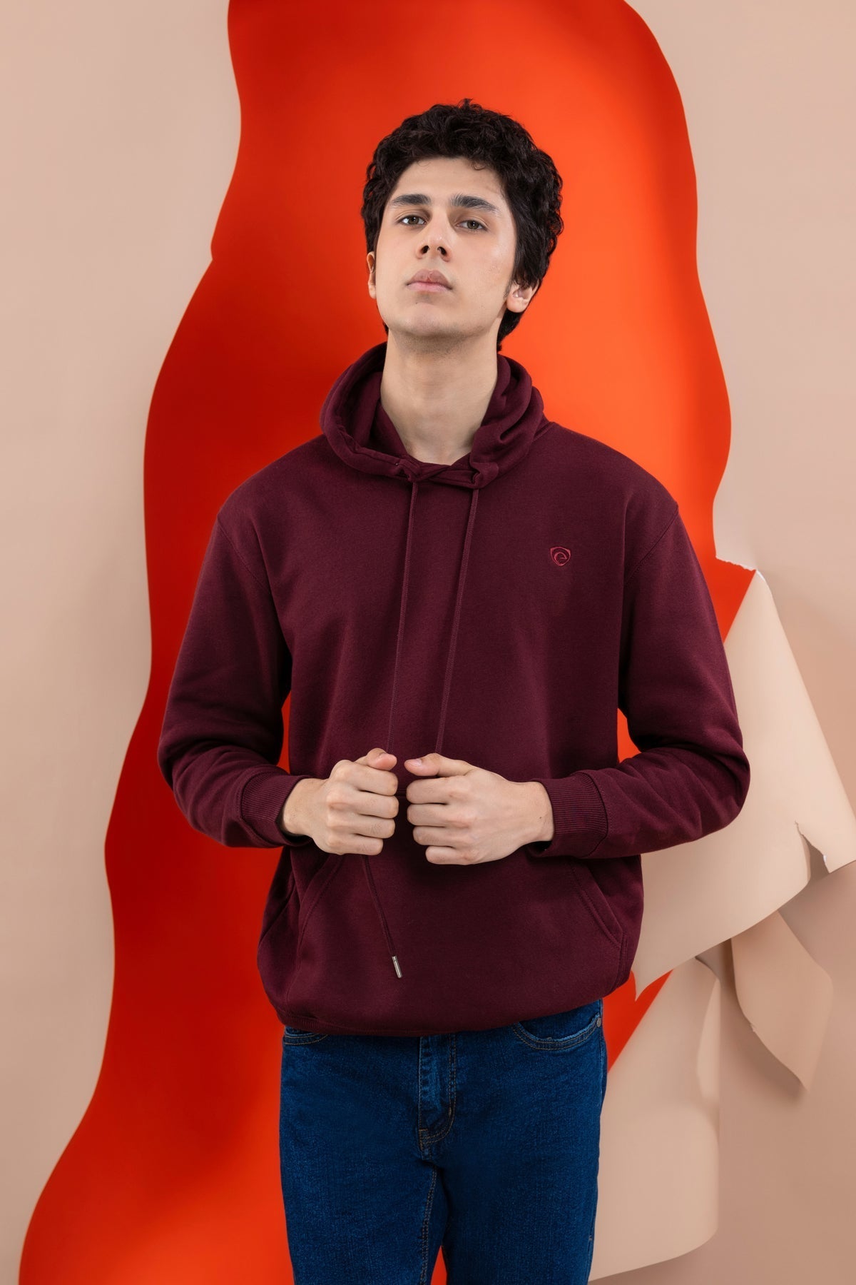 Maroon Fleece Men&#39;s Hood.