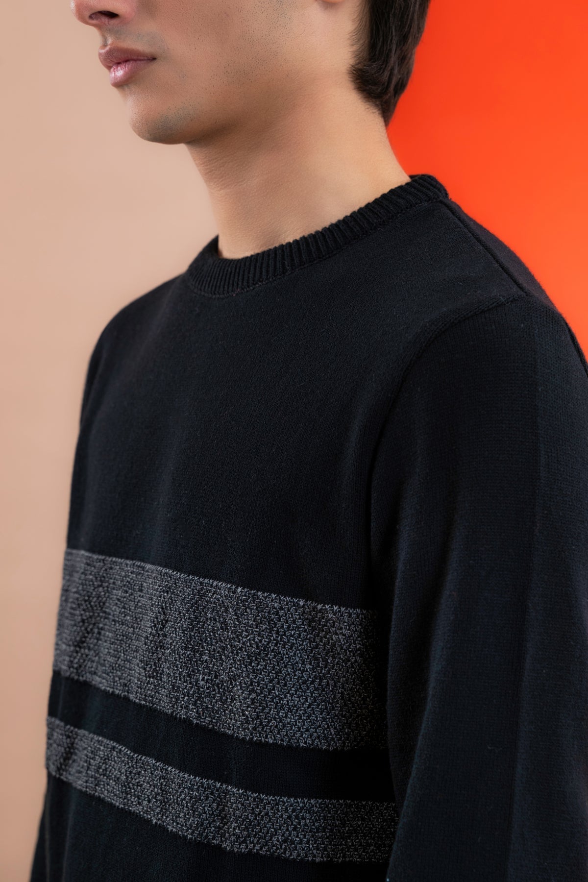 Stripe Crew Knit Men&#39;s Sweater.