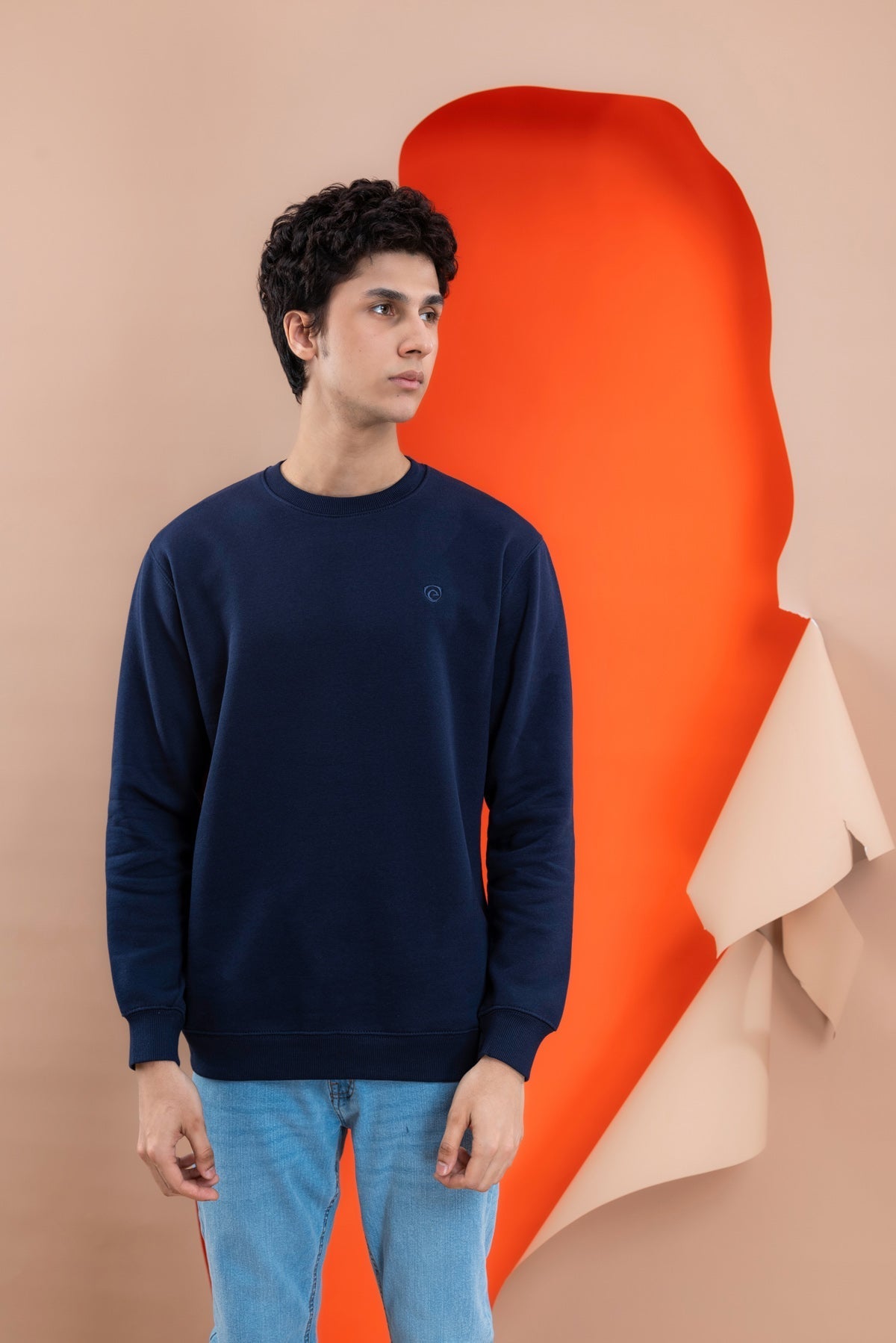 Navy Blue Fleece Men&#39;s Sweatshirt.