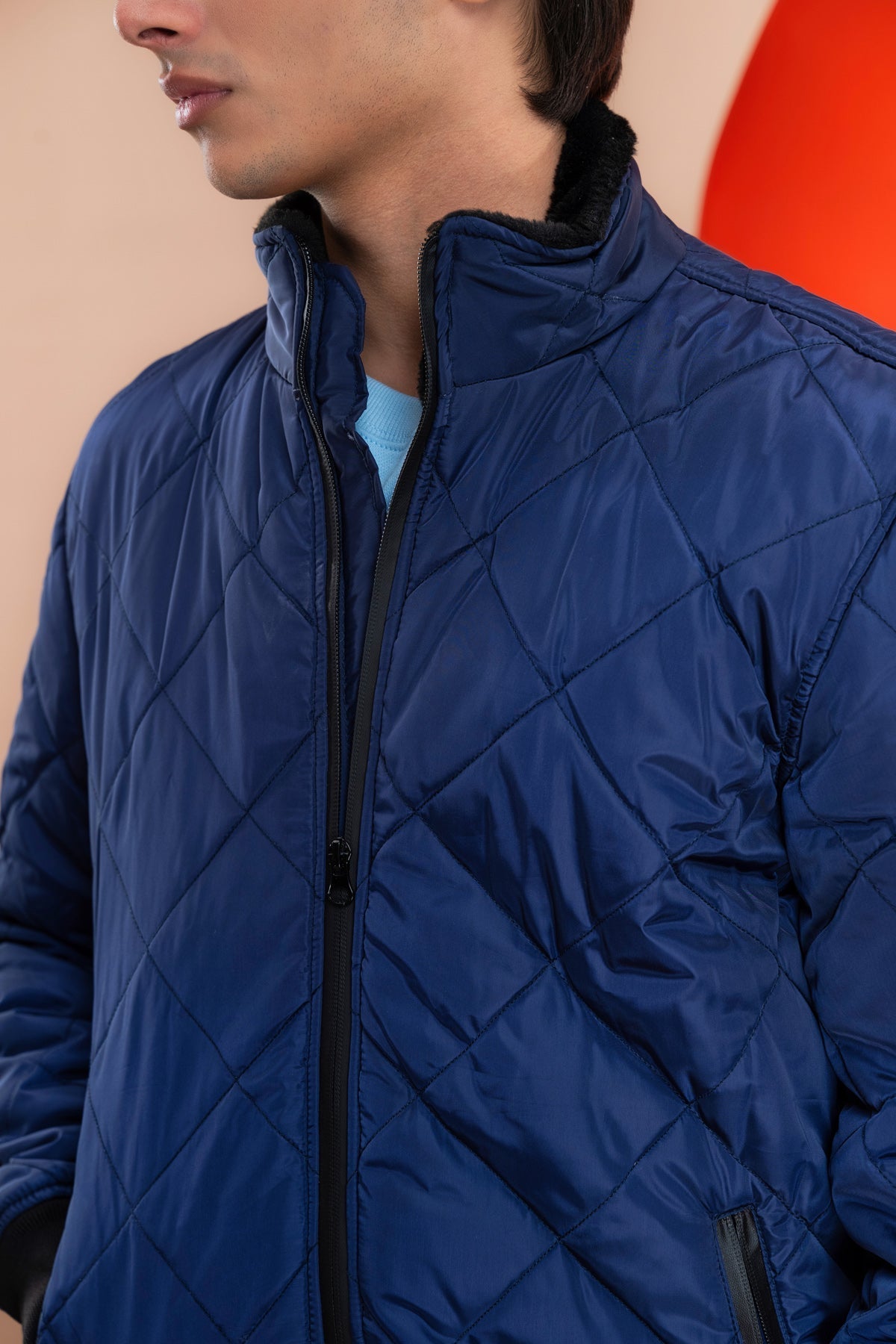 Navy Blue Men&#39;s Puffer Jacket.