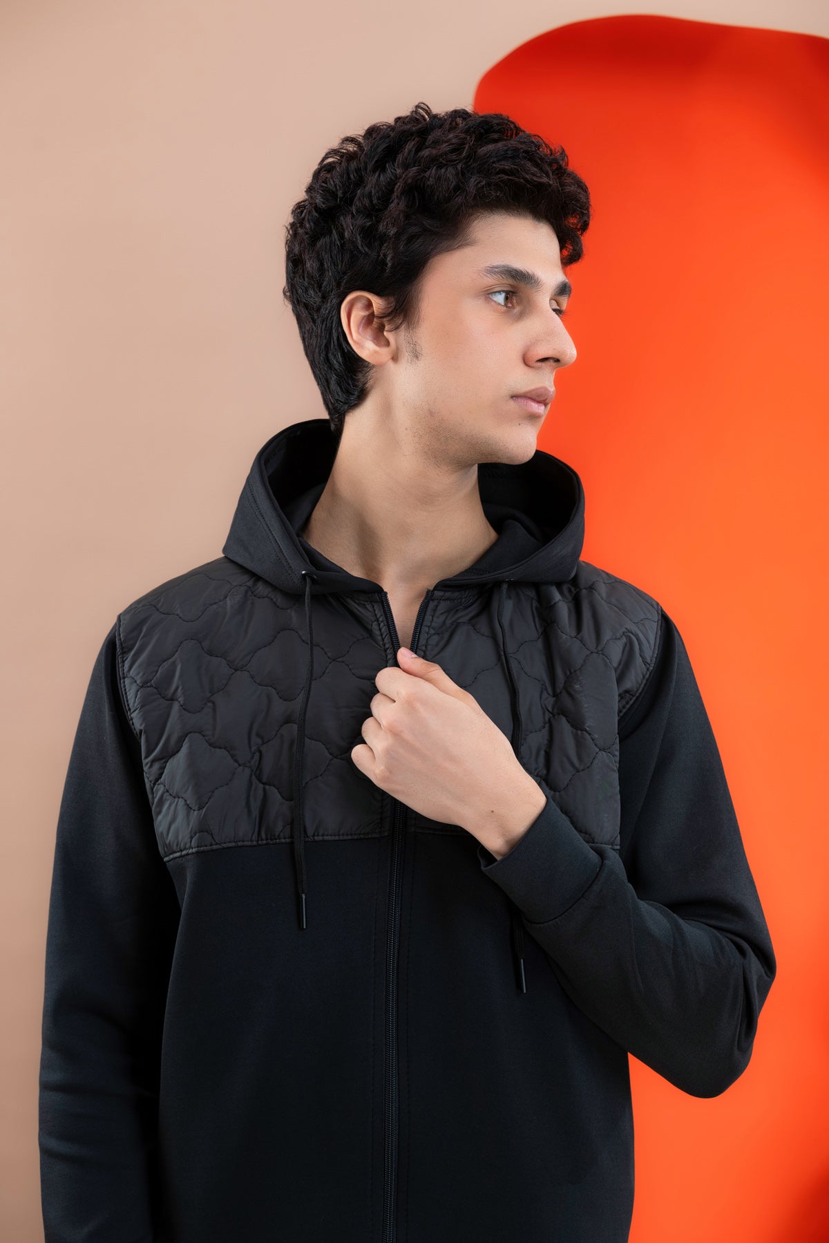 Balck Polyester Men&#39;s Hood.