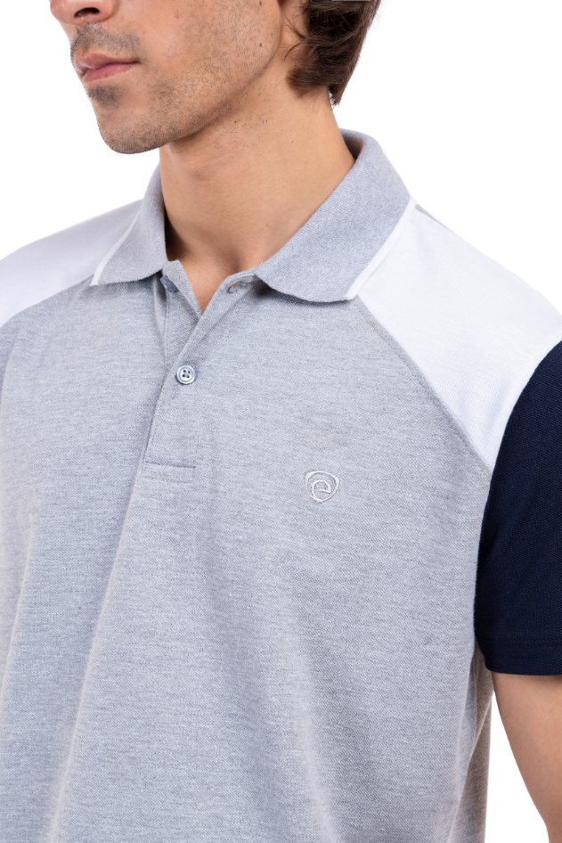 Men&#39;s Grey Panelled Polo Shirt