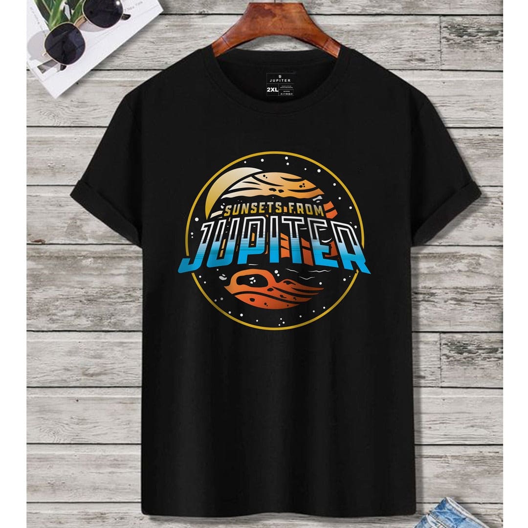 Jupiter Sunset Cotton Graphic Tee For Men