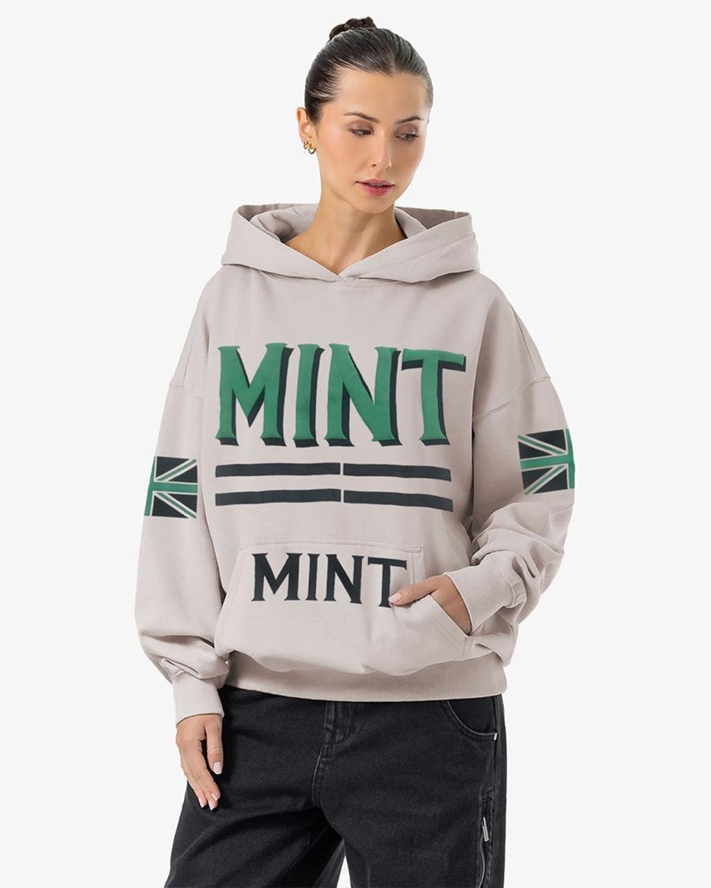 Jupiter Heavy Gsm Mint Puff Printed Oversized Hoodie