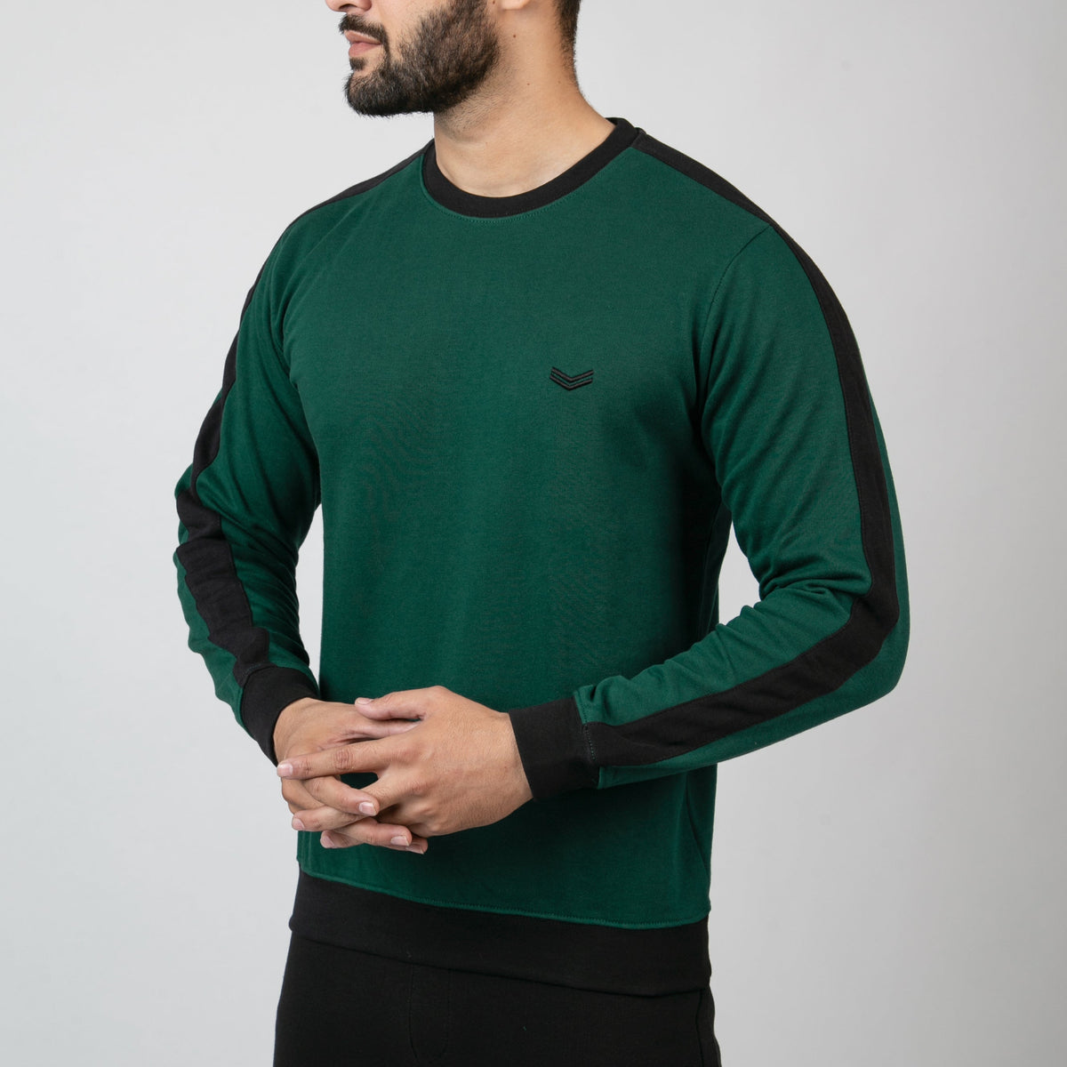 Dark Green Sweatshirt With Black Panels