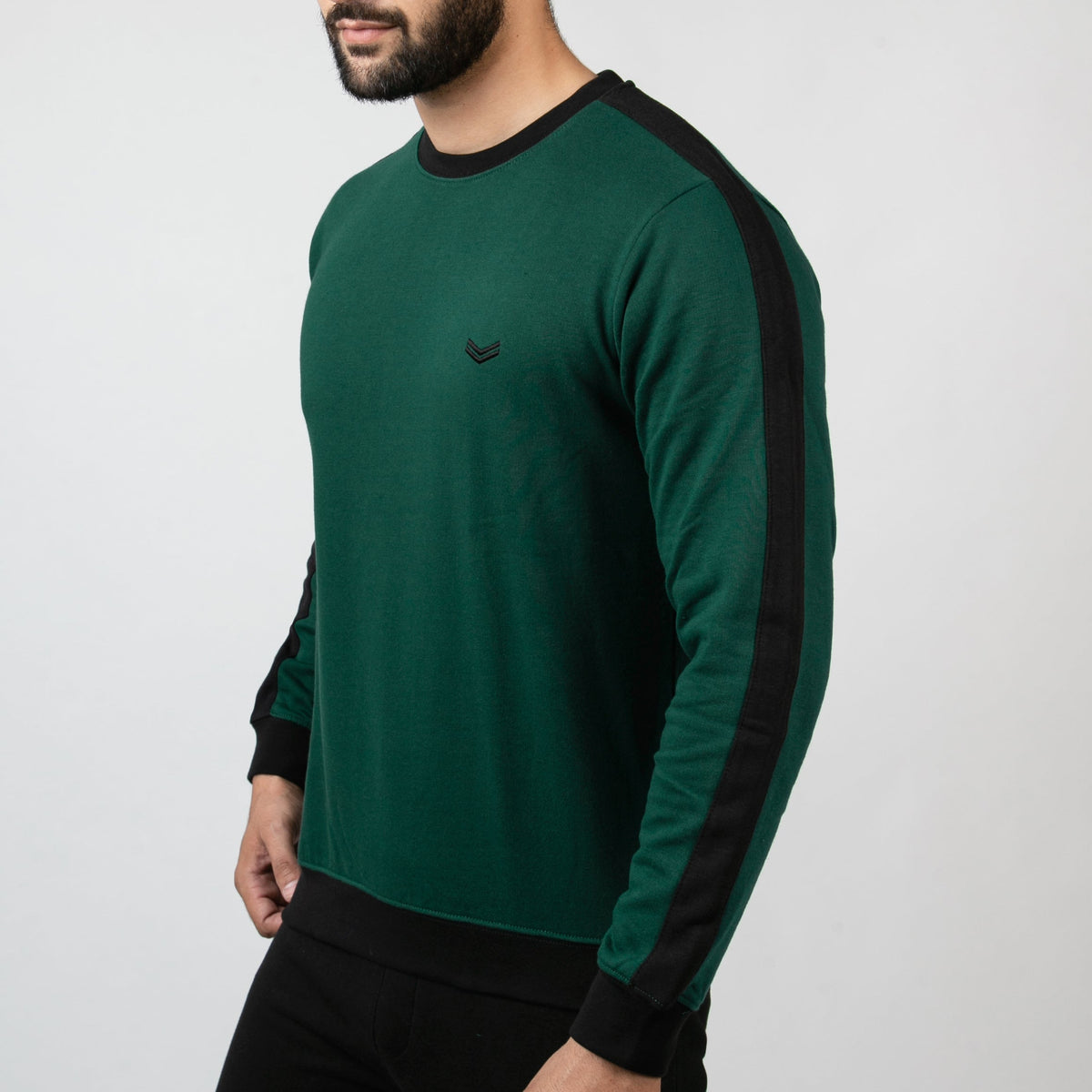 Dark Green Sweatshirt With Black Panels