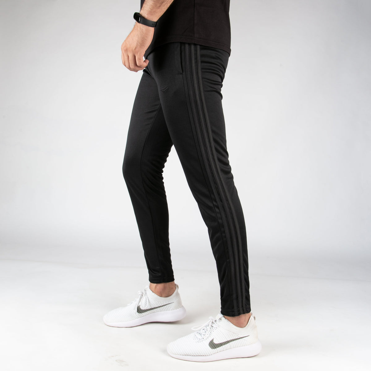 Black Quick Dry Bottoms with Three Black Stripes