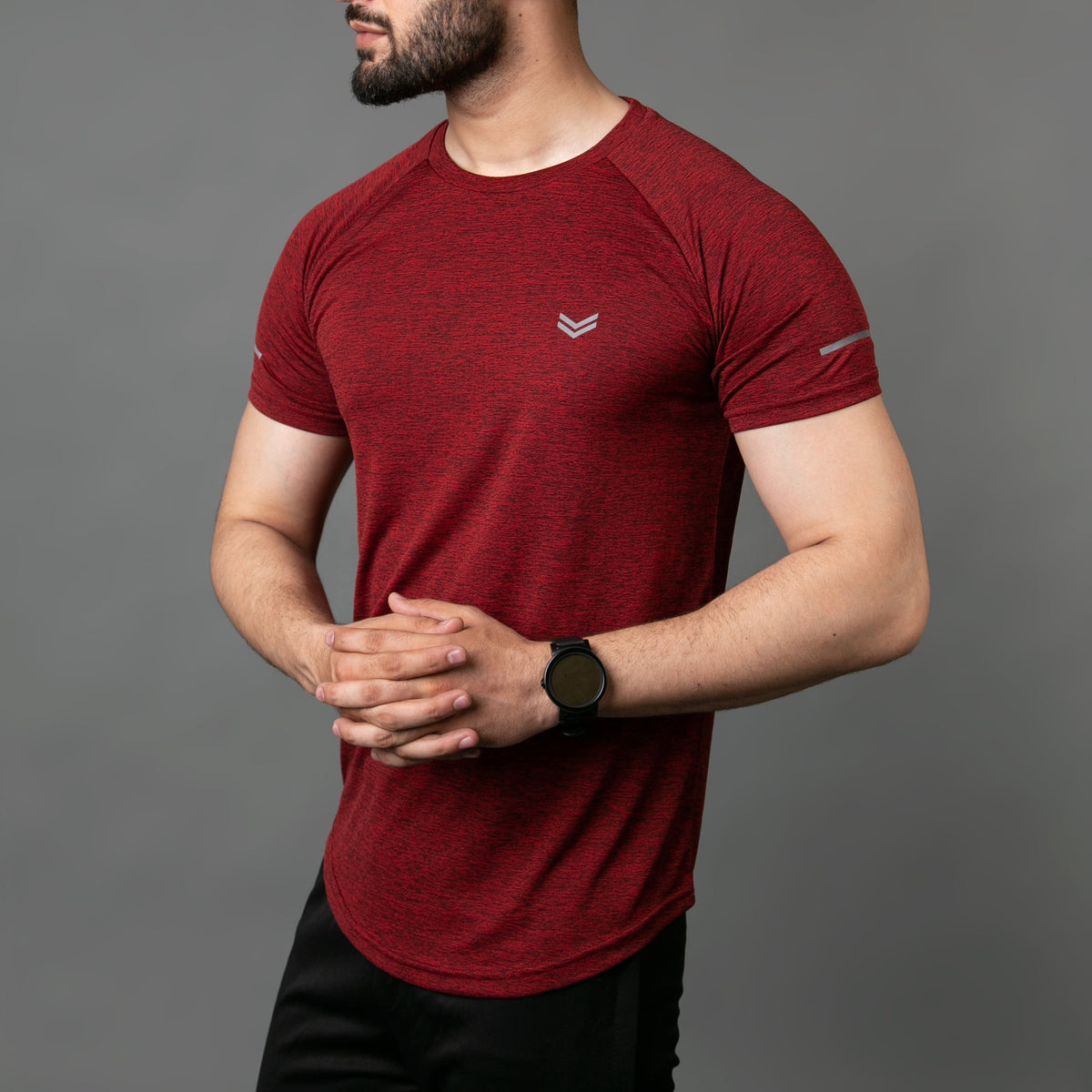 Premium Maroon Melange Quick Dry Tee With Reflective Detailing