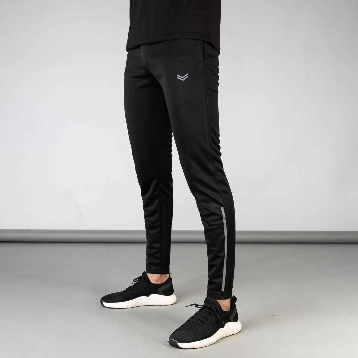 Black Quick Dry Bottoms with Thin Reflective Stripes