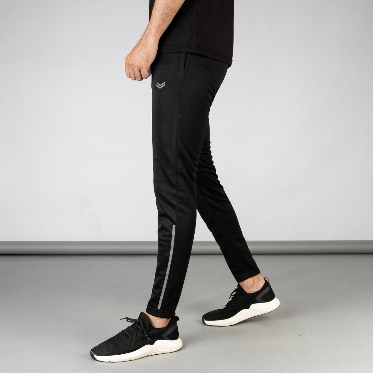 Black Quick Dry Bottoms with Thin Reflective Stripes