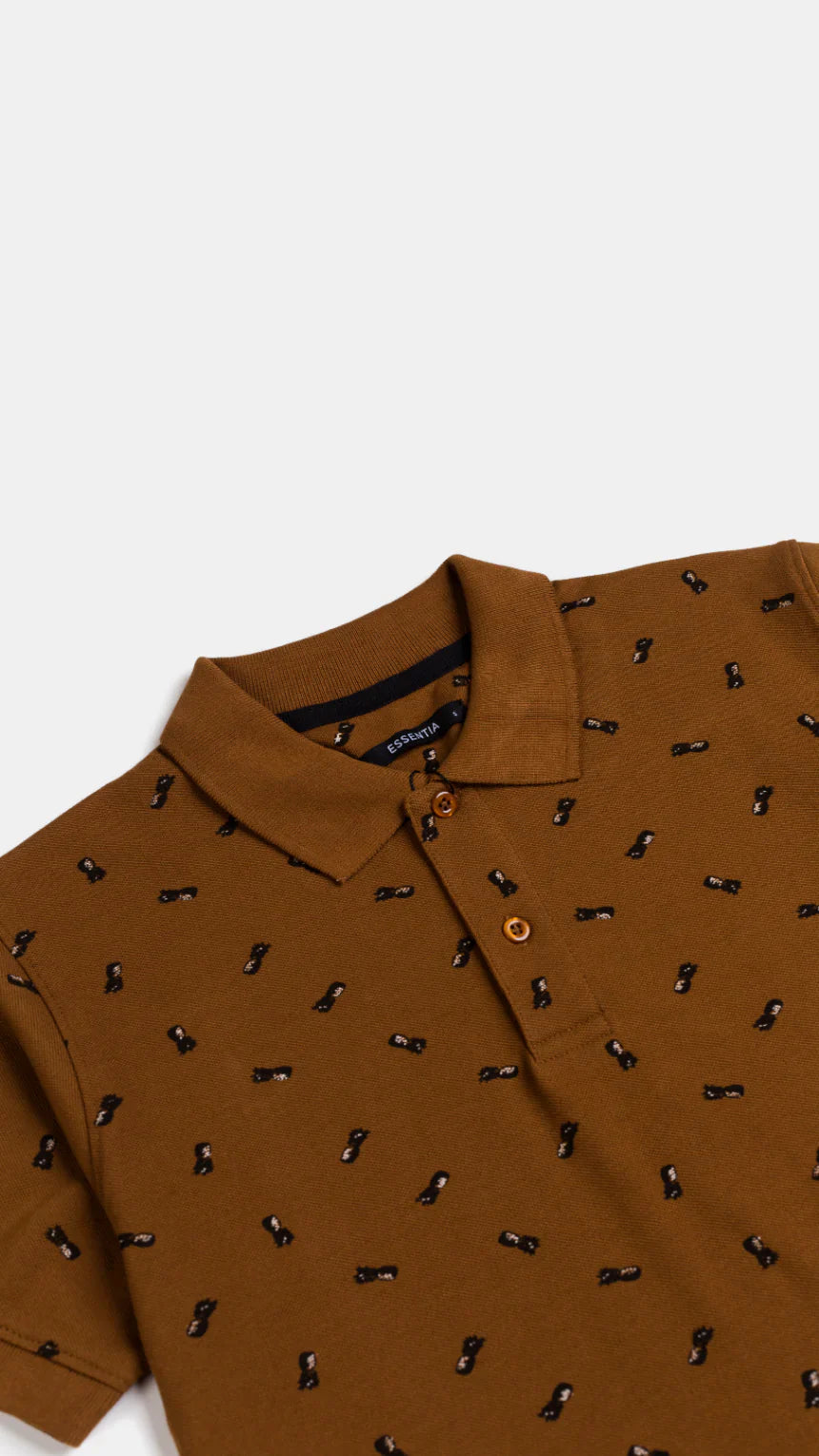 Men&#39;s Printed Camel Polo Shirt